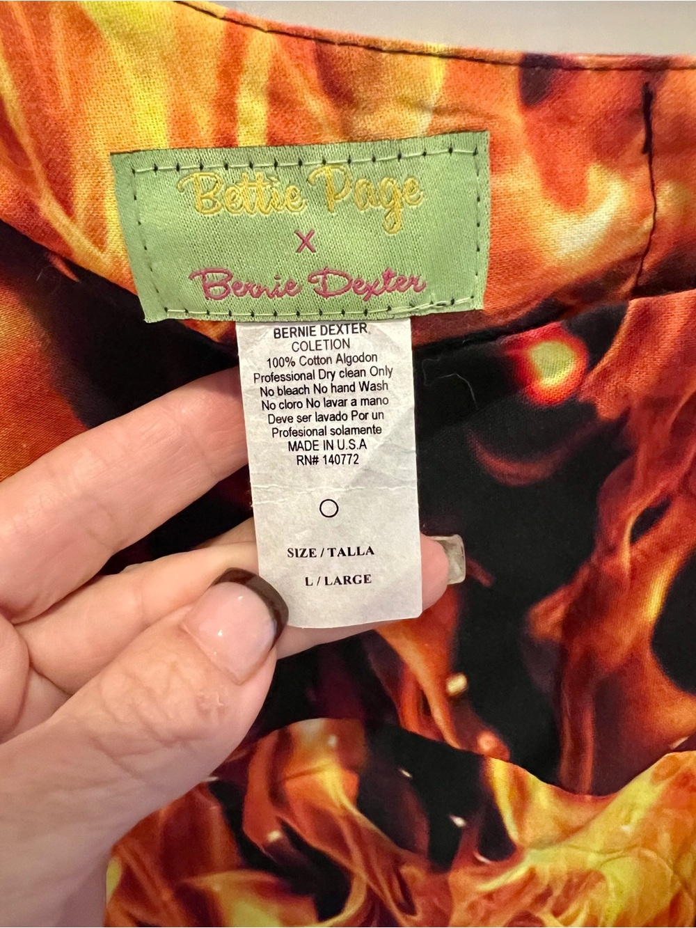 Bernie Dexter Flame Print Dress in Orange and Black